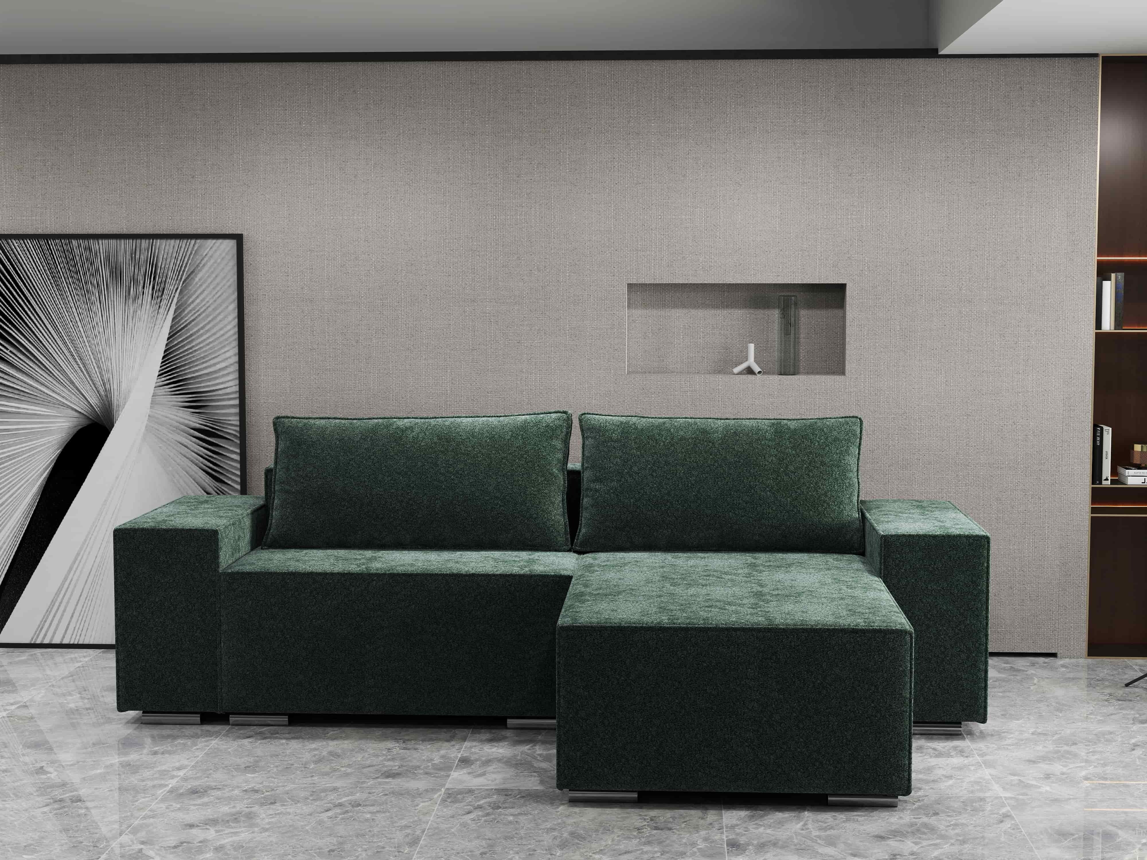 Colțar extensibil dumonde cu ladă de depozitare si sezut confortabil din spuma HR, Dream Euphoria Verde 290x185 cm II Fabrica