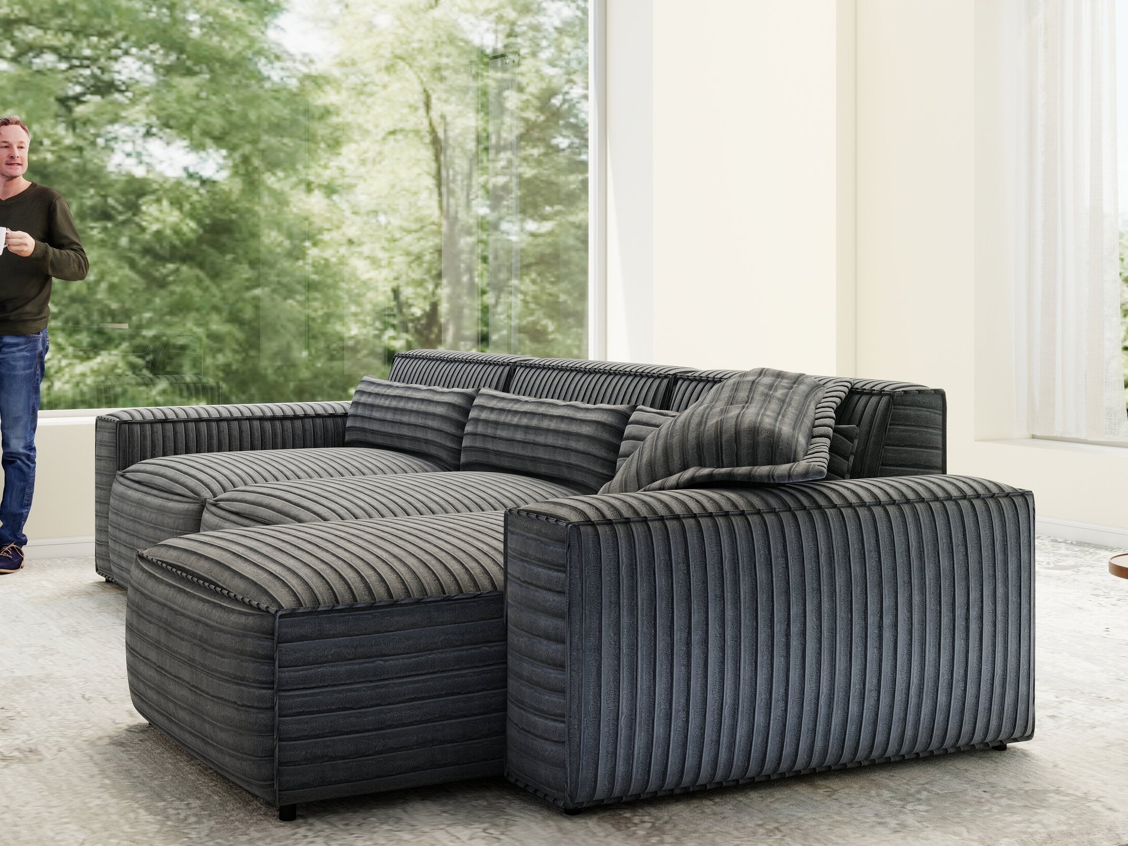 Colțar dumonde cu sezut confortabil din spuma HR, Marvelo XL Ambience Gri 366x175 cm II