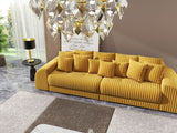 Canapea extensibilă dumonde cu 2 lăzi de depozitare si sezut confortabil din spuma HR, Verona Mustar 310x100 cm Fabrica