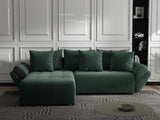 Colțar extensibil dumonde cu ladă de depozitare si sezut confortabil din spuma HR, Berlin Ambience Verde 280x185 cm Fabrica