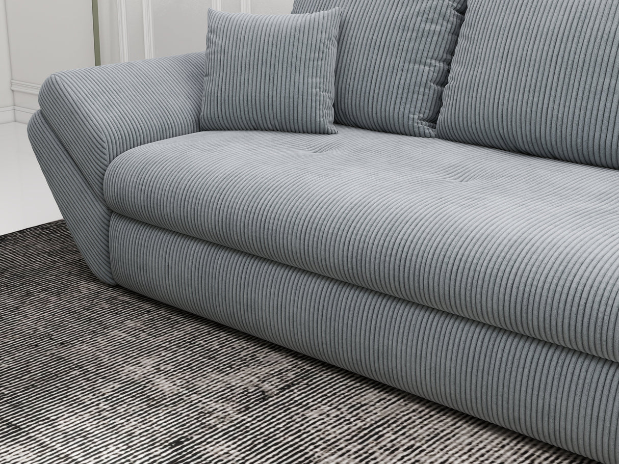 Canapea extensibilă dumonde cu ladă de depozitare si sezut confortabil din spuma HR, Loana Zoom Grey Mint 250x100 cm Fabrica