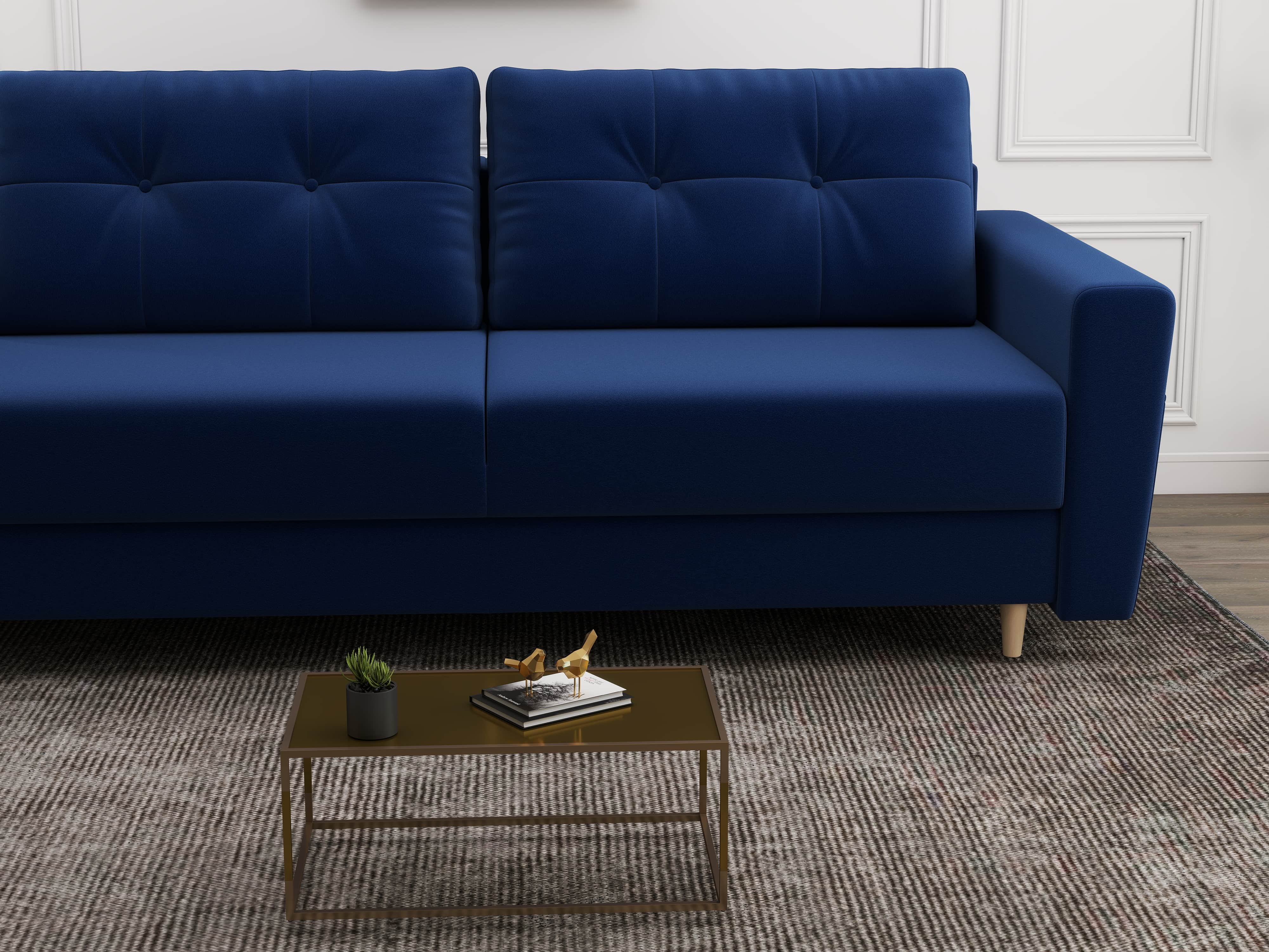 Canapea extensibilă dumonde cu ladă de depozitare si sezut confortabil din spuma HR, Summer Royal Albastru 225x100 cm