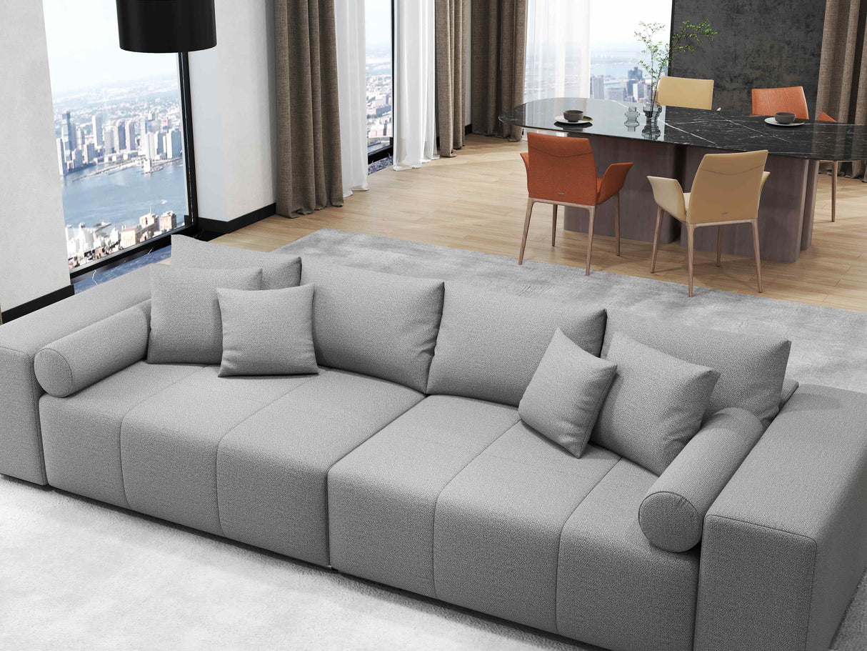 Canapea extensibilă dumonde cu ladă de depozitare si sezut confortabil din spuma HR, Marbela Enjoy Lux Grey XXL 295x100 cm fabrica
