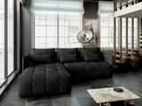 Colțar extensibil dumonde cu ladă de depozitare si sezut confortabil din spuma HR, Malta Black 235x185 cm