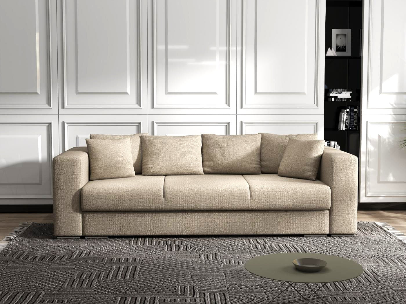 Canapea extensibilă dumonde cu ladă de depozitare si sezut confortabil din spuma HR, Gloria Bej II 240x100 cm Fabrica