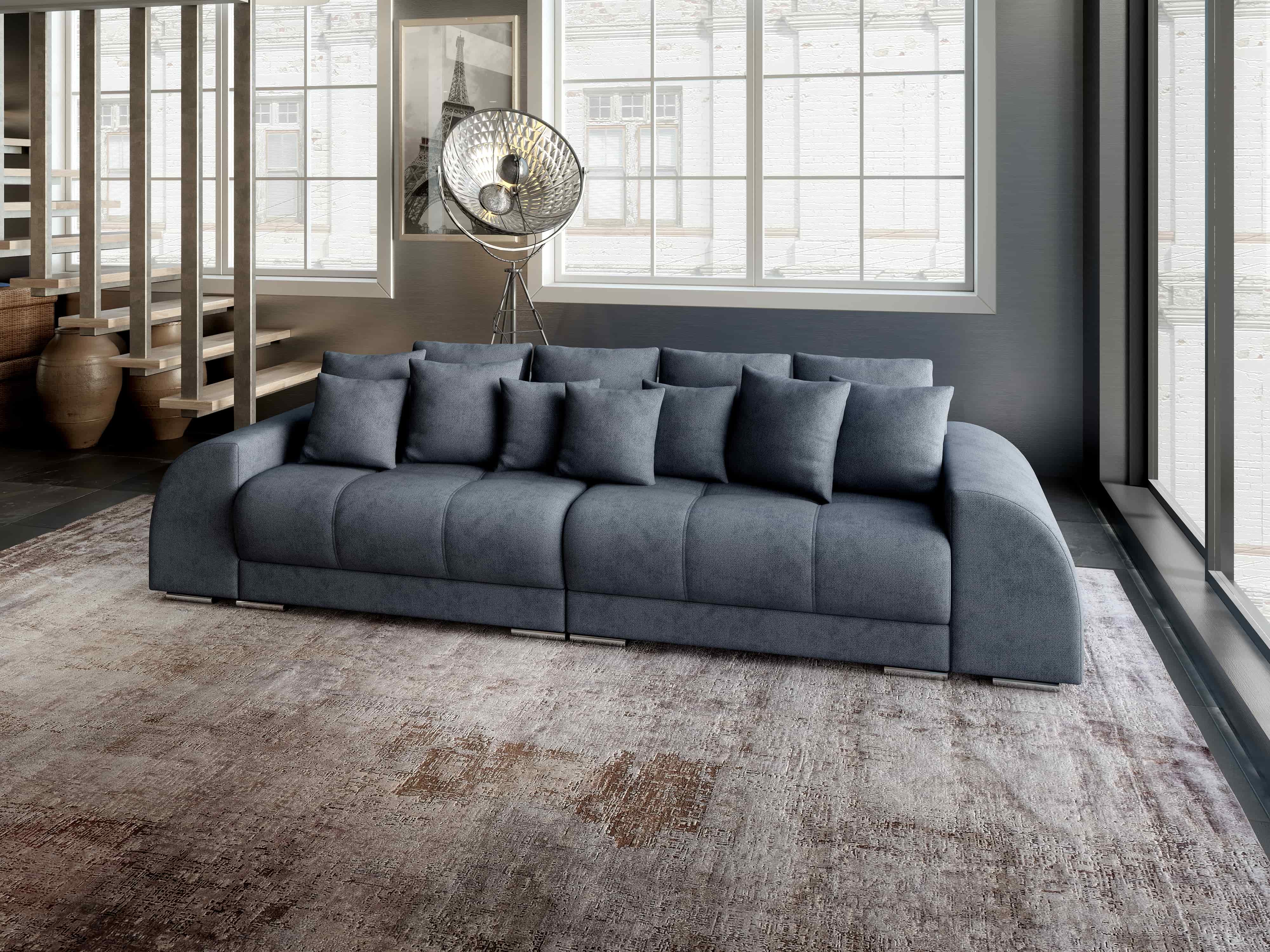 Canapea extensibilă dumonde cu 2 lăzi de depozitare si sezut confortabil din spuma HR, Big Sofa Verona Enjoy Lux Antracit 310x100 cm Fabrica