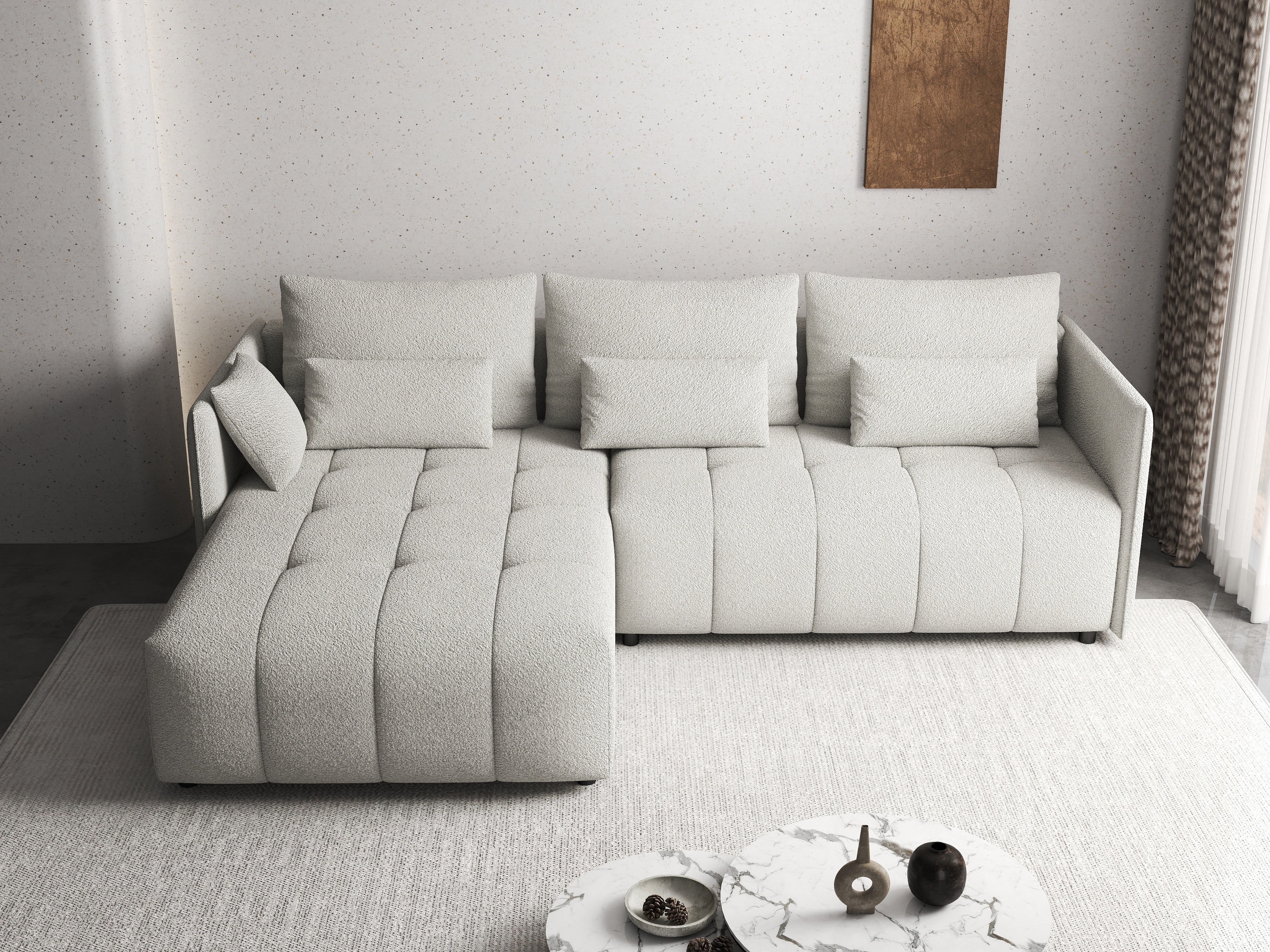 Colțar extensibil dumonde cu ladă de depozitare si sezut confortabil din spuma HR, Malta Euphoria Grey 235x185 cm Fabrica
