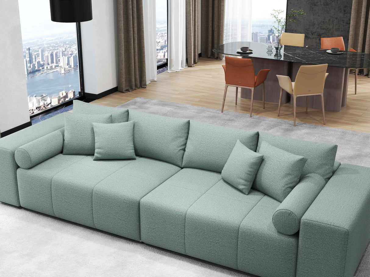 Canapea extensibilă dumonde cu ladă de depozitare si sezut confortabil din spuma HR, Marbela Enjoy Lux Mint XXL 295x100 cm fabrica