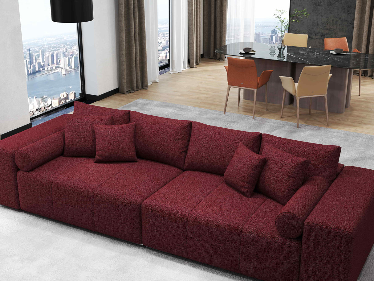 Canapea extensibilă dumonde cu ladă de depozitare si sezut confortabil din spuma HR, Marbela Enjoy Rosu XXL 295x100 cm fabrica