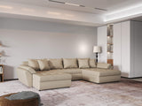 Colțar extensibil dumonde cu ladă de depozitare si sezut confortabil din spuma HR, Loana Bej U 355x185 cm Fabrica