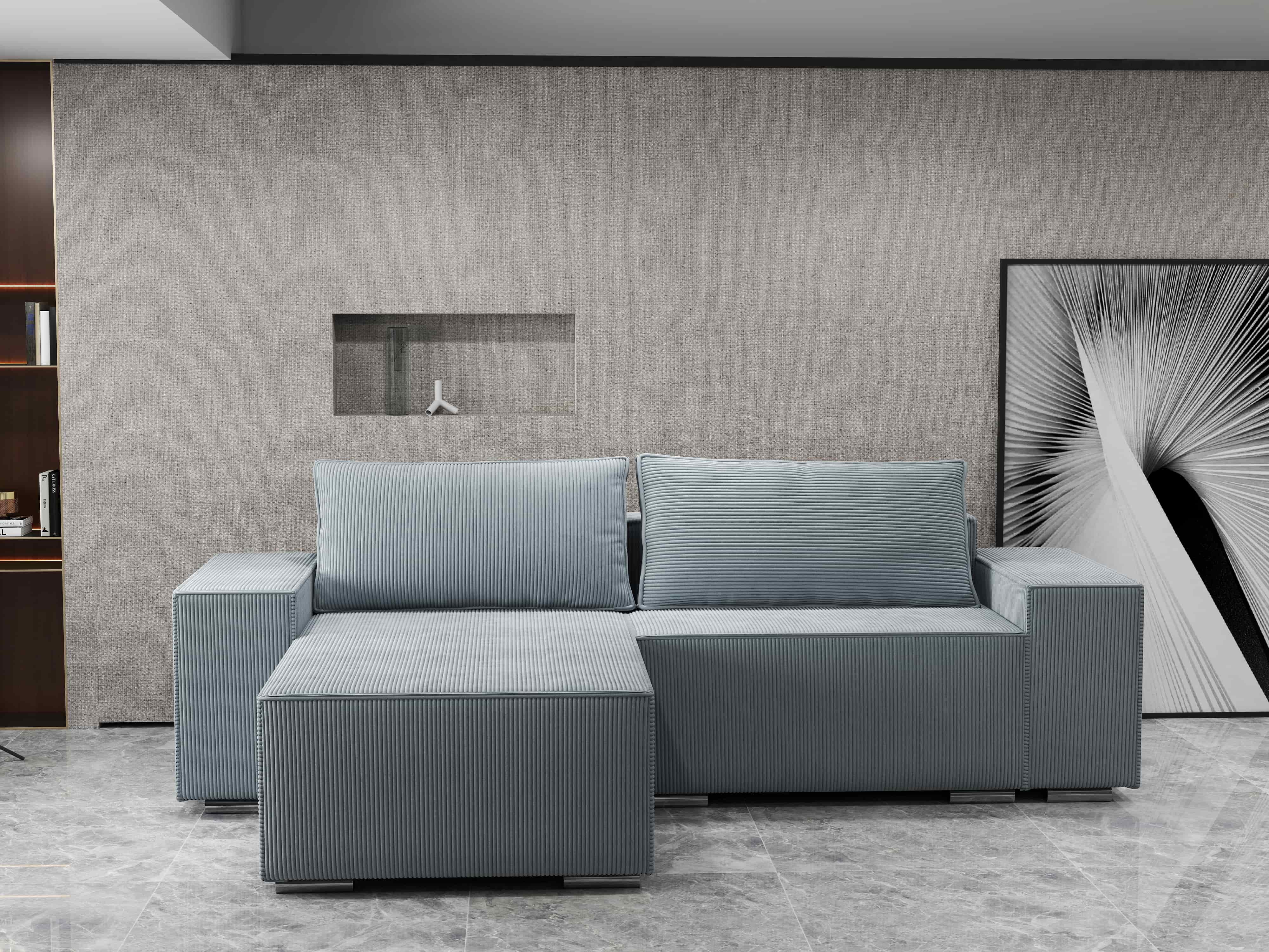 Colțar extensibil dumonde cu ladă de depozitare si sezut confortabil din spuma HR, Dream Zoom Grey 290x185 cm Fabrica