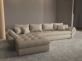Colțar extensibil dumonde cu ladă de depozitare si sezut confortabil din spuma HR, Loana XL Enjoy Bej 335x185 cm Fabrica