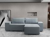 Colțar extensibil dumonde cu ladă de depozitare si sezut confortabil din spuma HR, Dream Zoom Gri Mint 290x185 cm II Fabrica