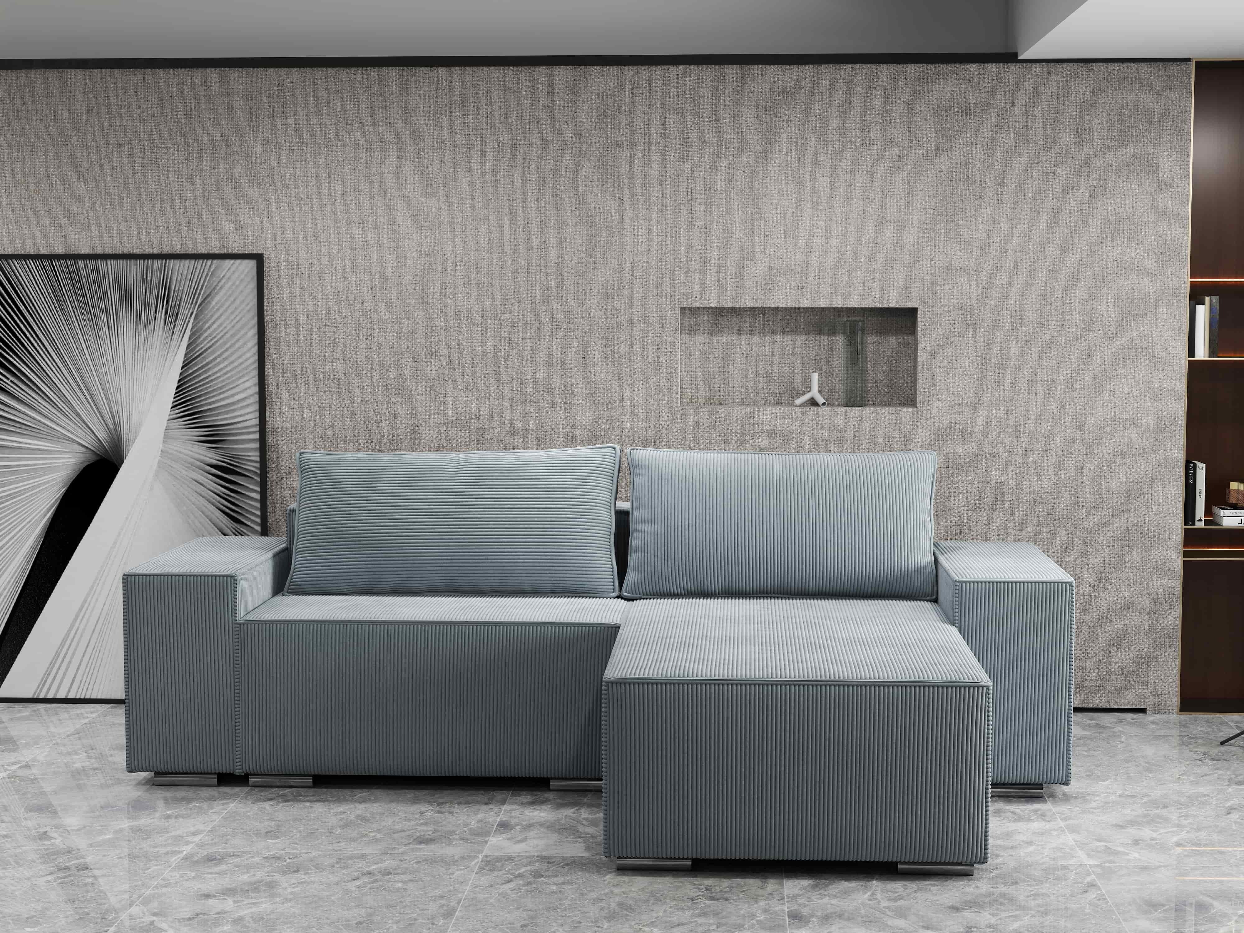 Colțar extensibil dumonde cu ladă de depozitare si sezut confortabil din spuma HR, Dream Zoom Grey 290x185 cm II Fabrica