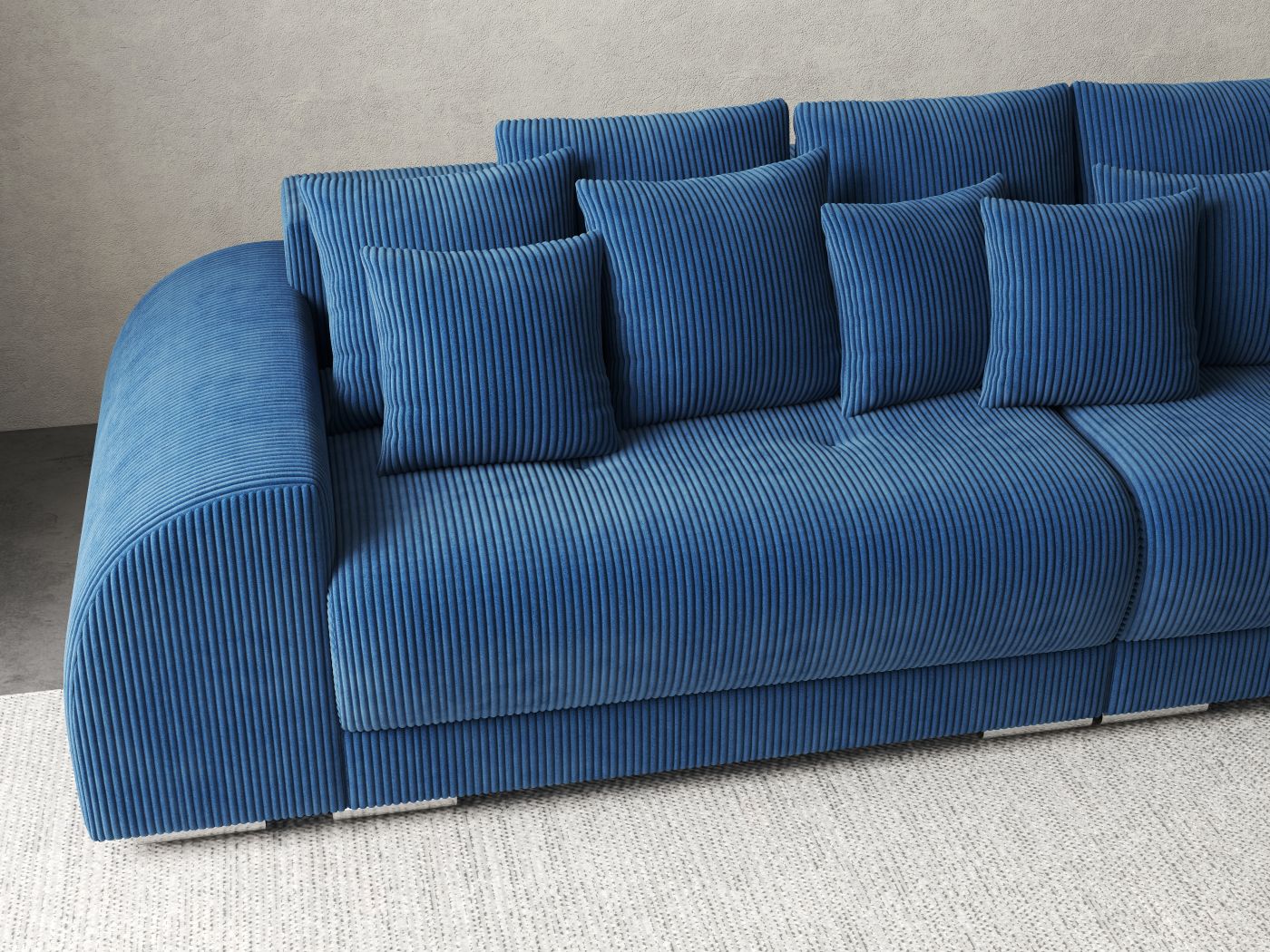 Canapea extensibilă dumonde cu 2 lăzi de depozitare si sezut confortabil din spuma HR, Verona Blue Zoom 310x100 cm Fabrica