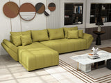 Colțar extensibil dumonde cu ladă de depozitare si sezut confortabil din spuma HR, Berlin XL Enjoy Green 350x185 cm Fabrica