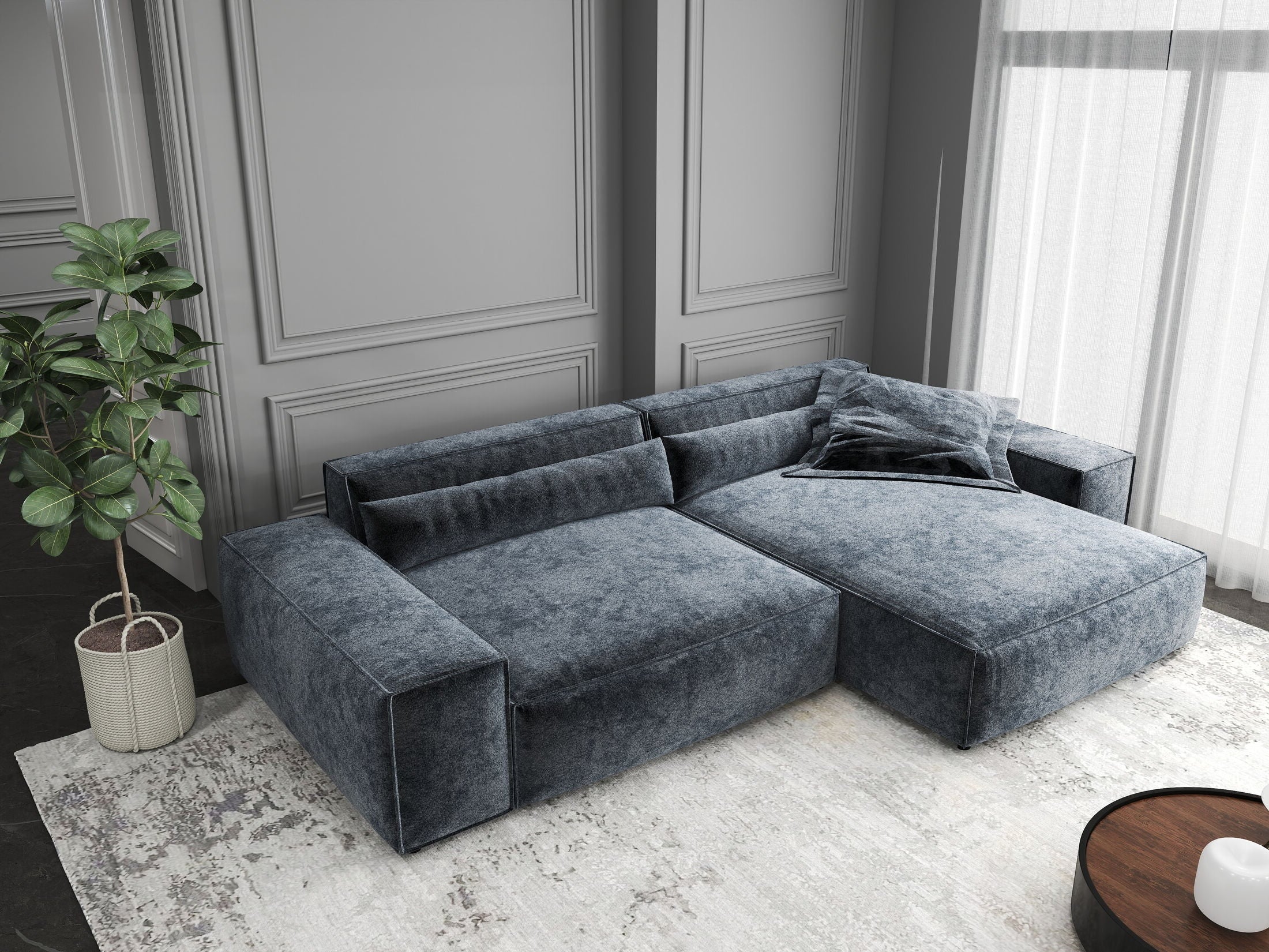 Colțar dumonde cu șezut confortabil din spumă HR, Marvelo Euphoria Gri Grafit 264x175 cm II