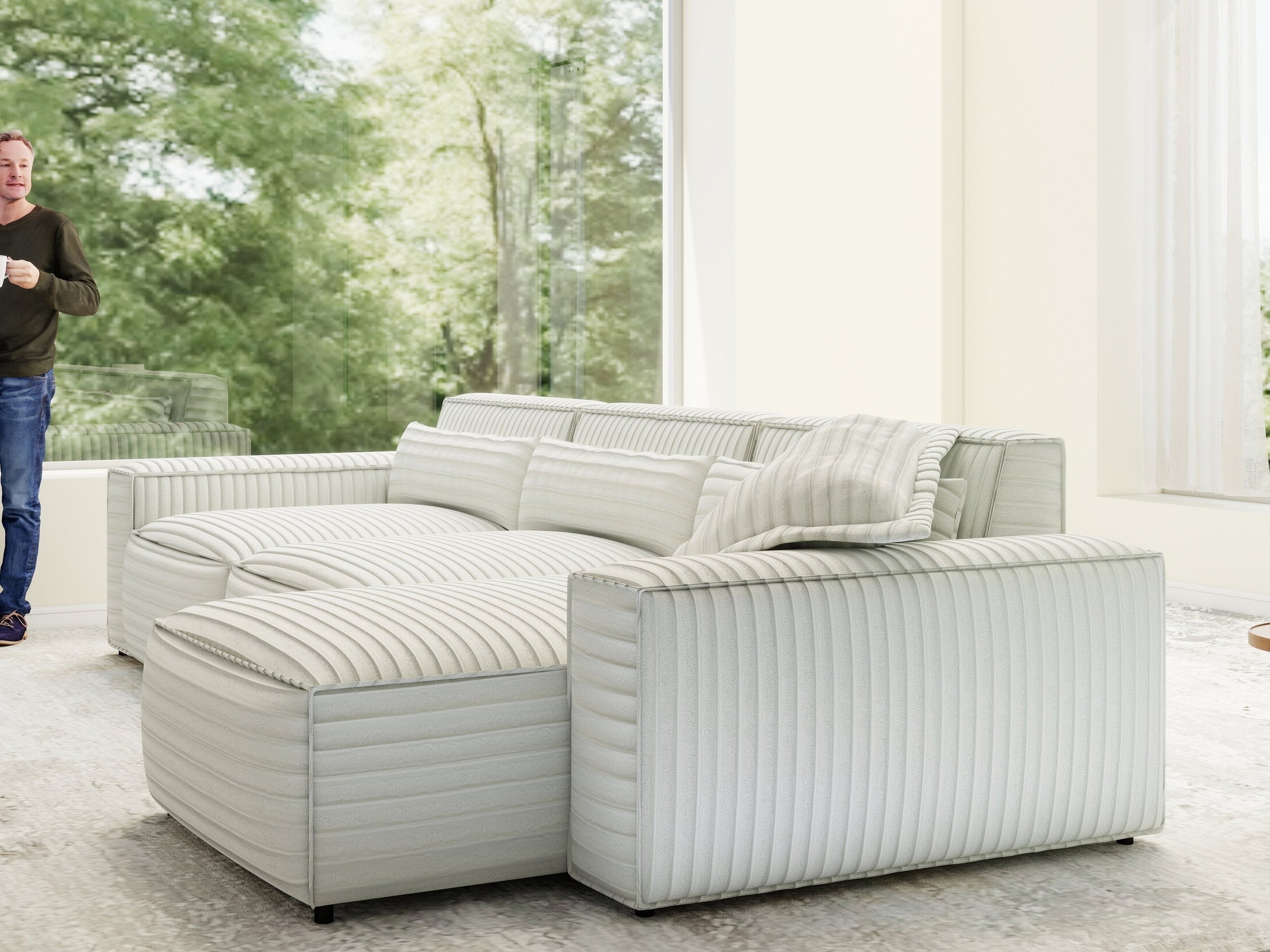 Colțar dumonde cu sezut confortabil din spuma HR, Marvelo XL Ambience Alb 366x175 cm II