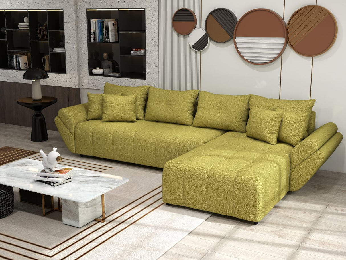 Colțar extensibil dumonde cu ladă de depozitare si sezut confortabil din spuma HR, Berlin XL Enjoy Green 350x185 cm II