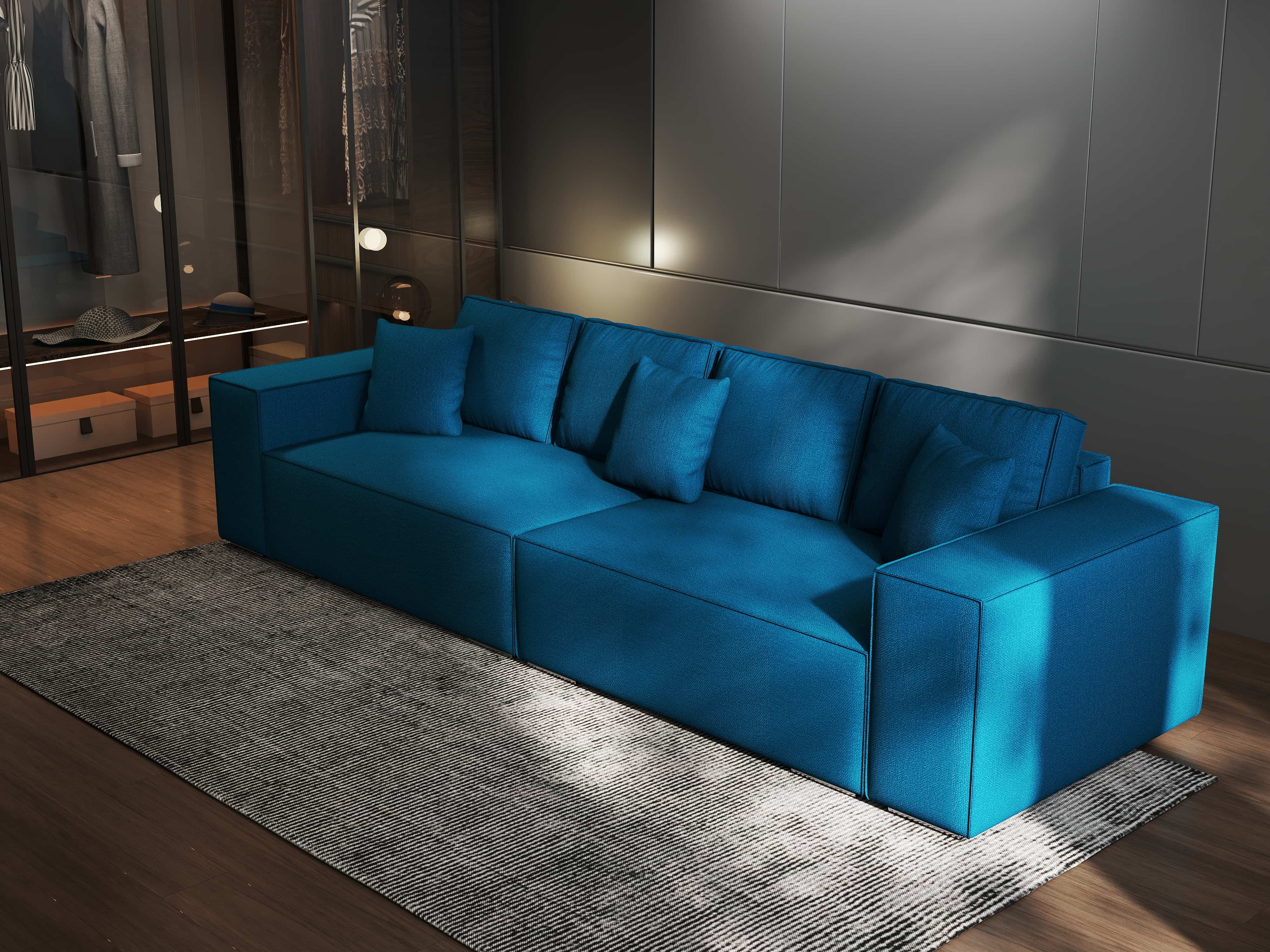 Canapea extensibilă dumonde cu ladă de depozitare si sezut confortabil din spuma HR, Dream Enjoy Petrol 310x100 cm Fabrica