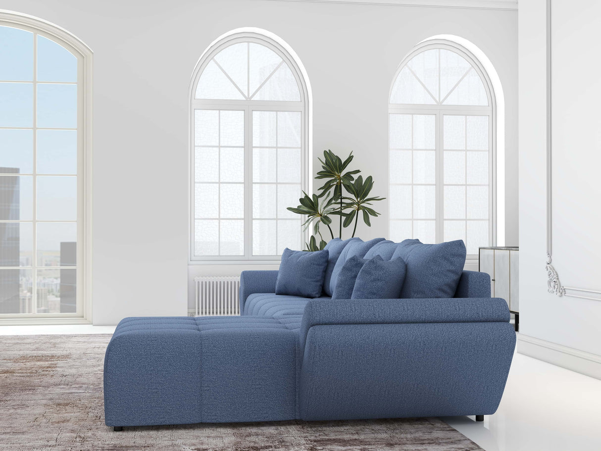 Colțar extensibil dumonde cu ladă de depozitare si sezut confortabil din spuma HR, Berlin XL Enjoy Lux Blue 350x185 cm II Fabrica