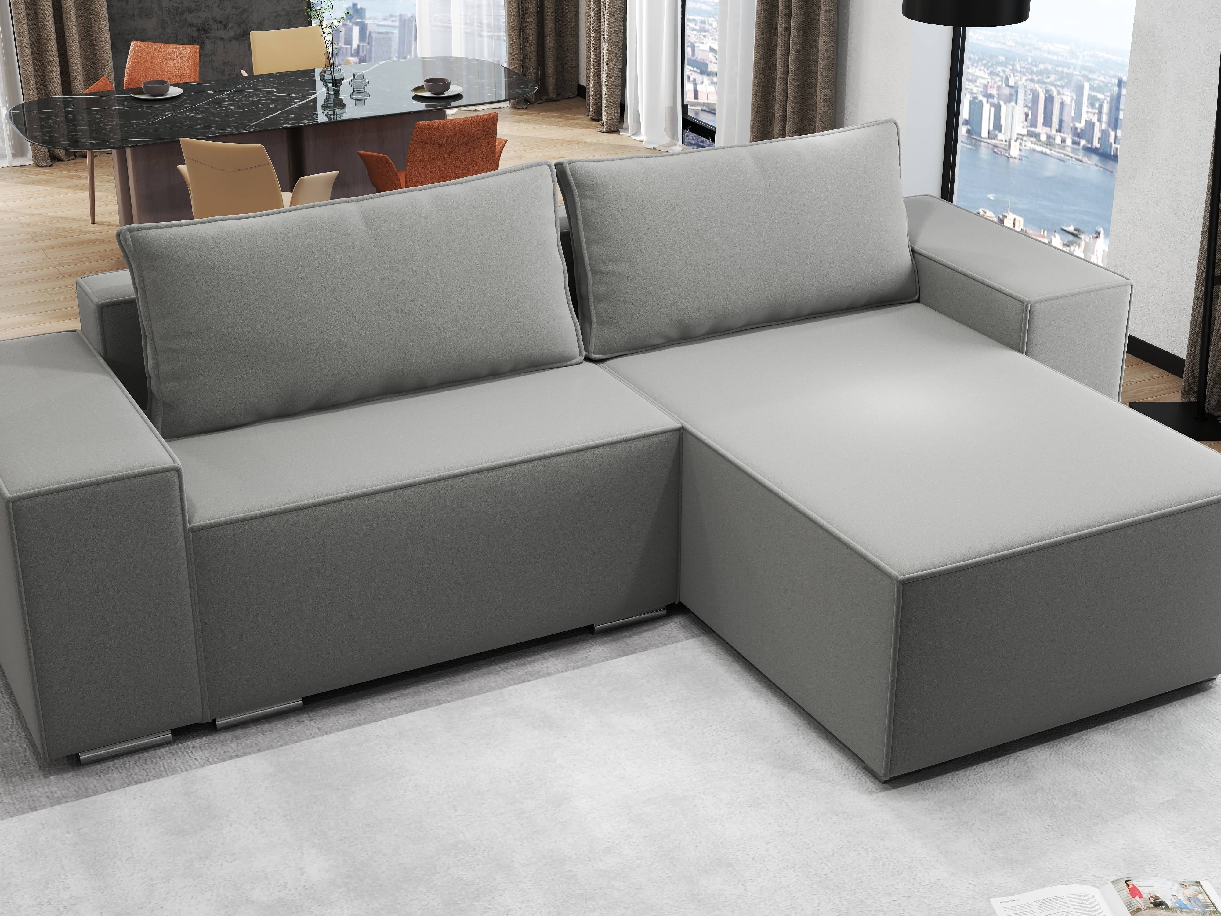 Colțar extensibil dumonde cu ladă de depozitare si sezut confortabil din spuma HR, Dream Royal Gri 290x185 cm II Fabrica