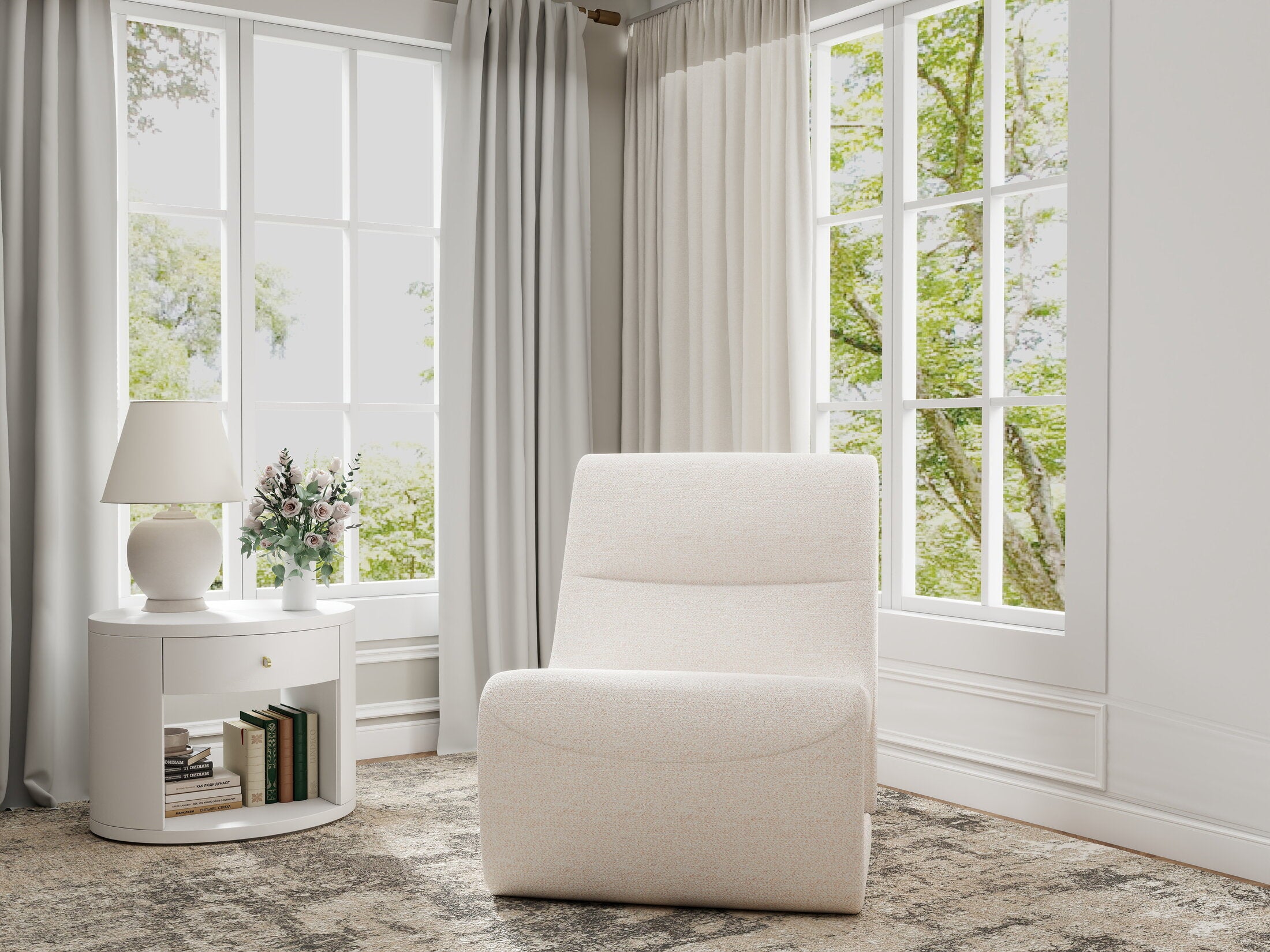 Fotoliu dumonde tapitat Bej modern Noctis 65x92cm