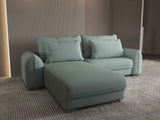 Colțar extensibil dumonde cu ladă de depozitare si sezut confortabil din spuma HR, Denver Enjoy Verde Mint 275x185 cm Fabrica