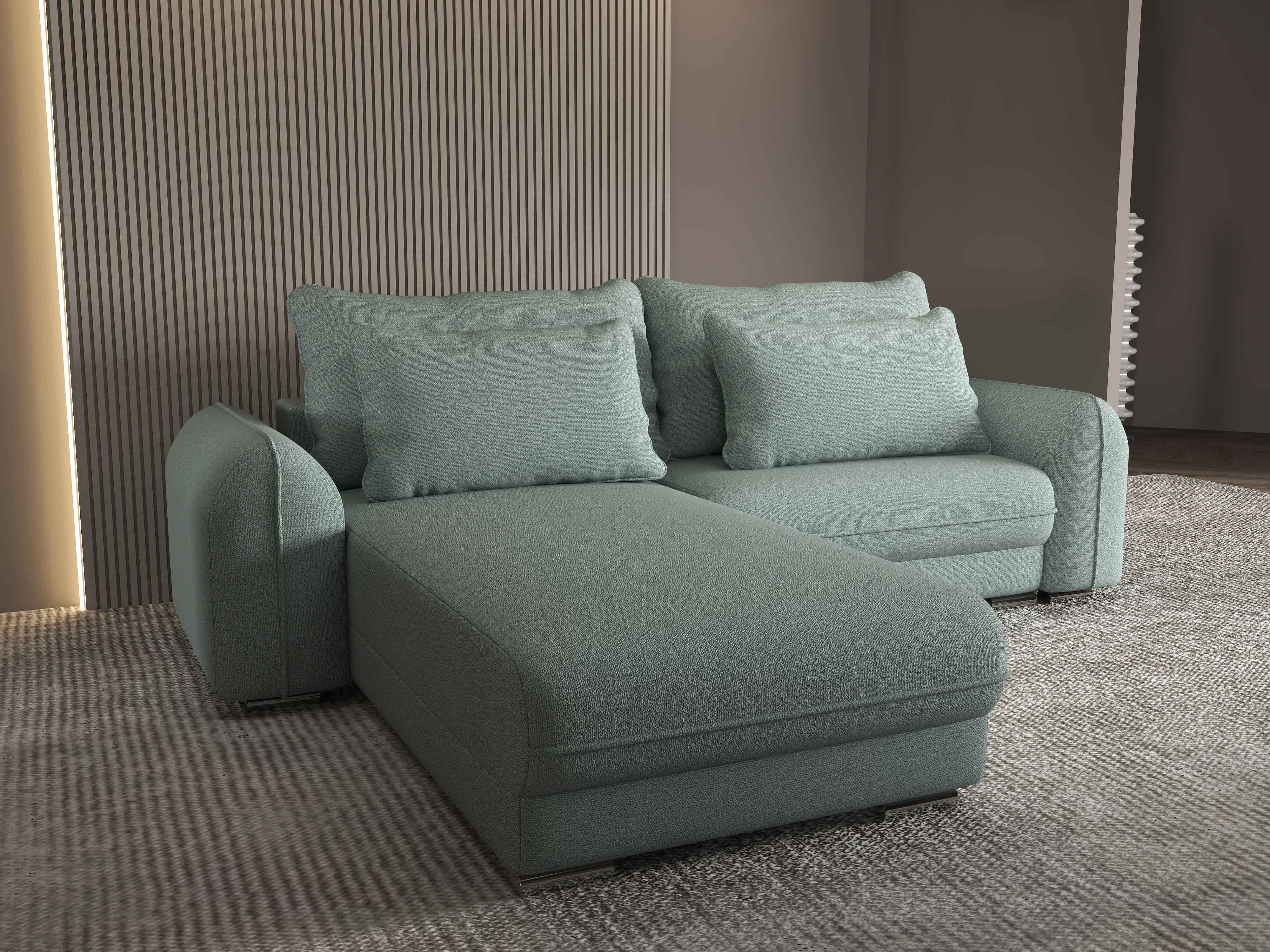 Colțar extensibil dumonde cu ladă de depozitare si sezut confortabil din spuma HR, Denver Enjoy Mint 275x185 cm Fabrica