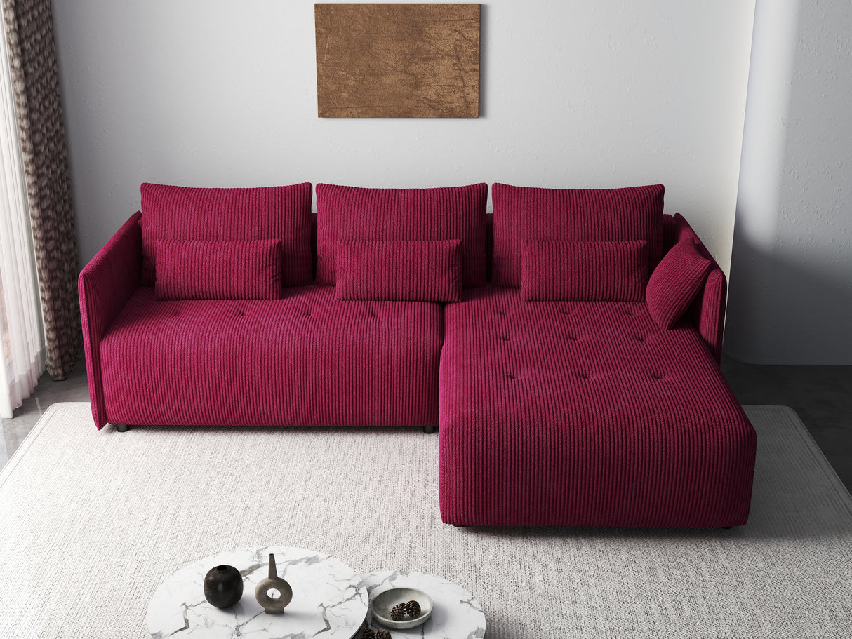 Colțar extensibil dumonde cu ladă de depozitare si sezut confortabil din spuma HR, Malta Zoom Red II 235x185 cm