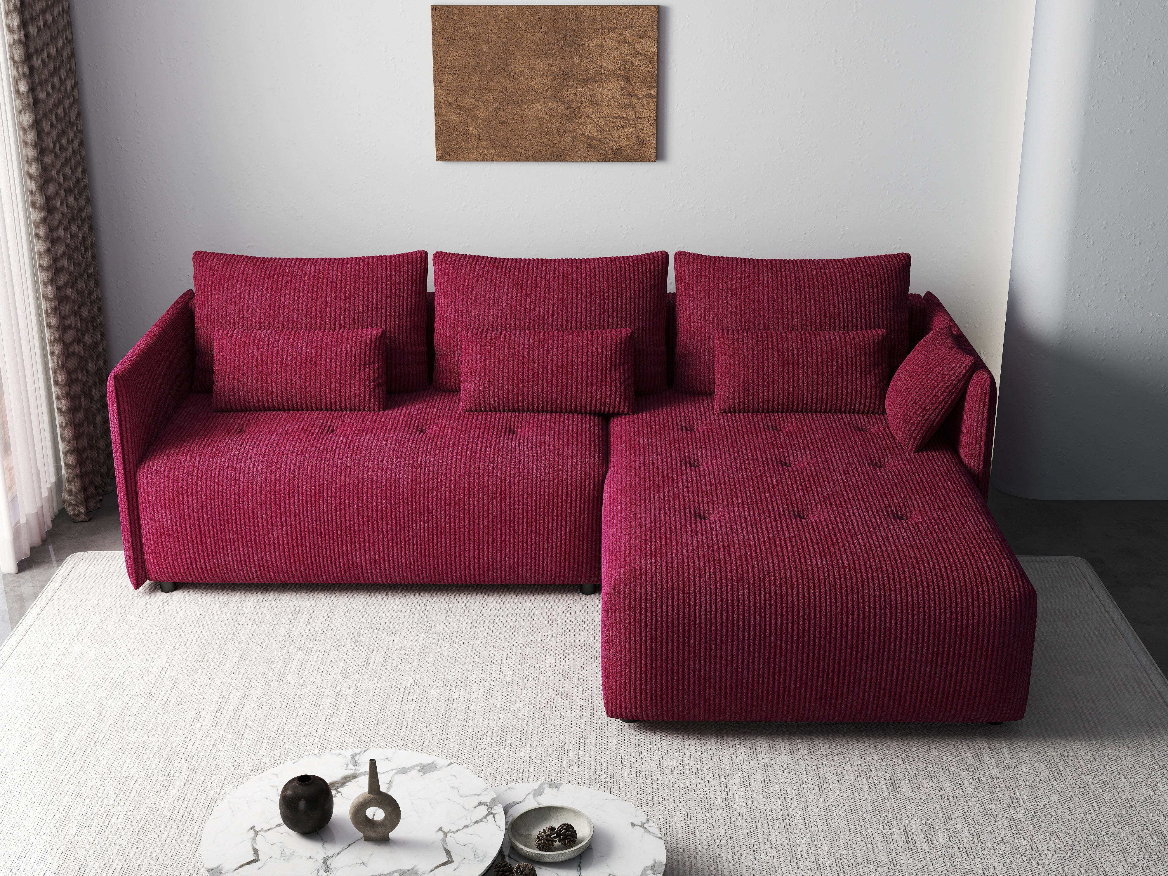 Colțar extensibil dumonde cu ladă de depozitare si sezut confortabil din spuma HR, Malta Zoom Red II 235x185 cm Fabrica
