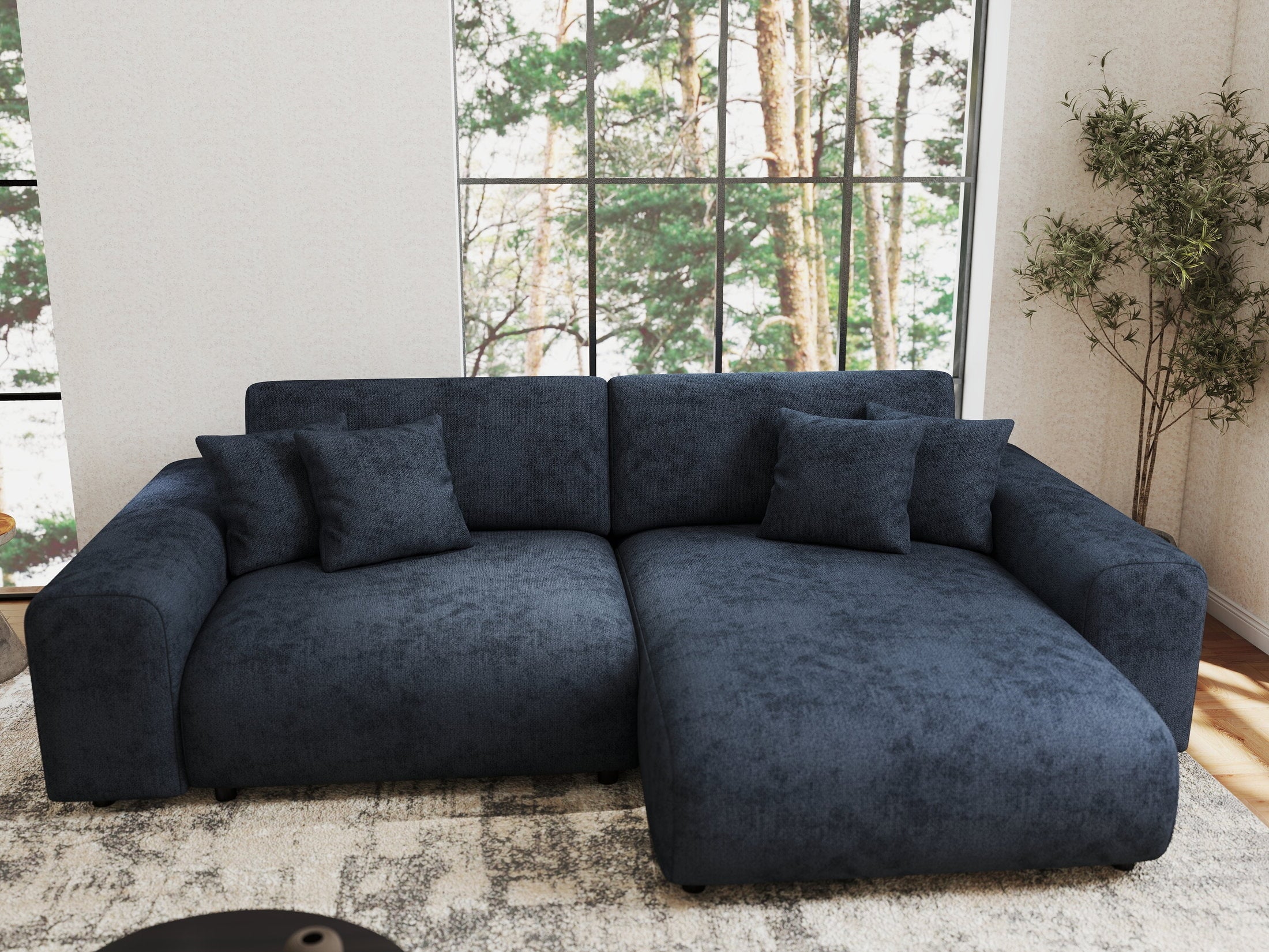 Colțar extensibil dumonde cu ladă de depozitare si sezut confortabil din spuma HR, Sarina Enjoy Antracit 255x168 cm II