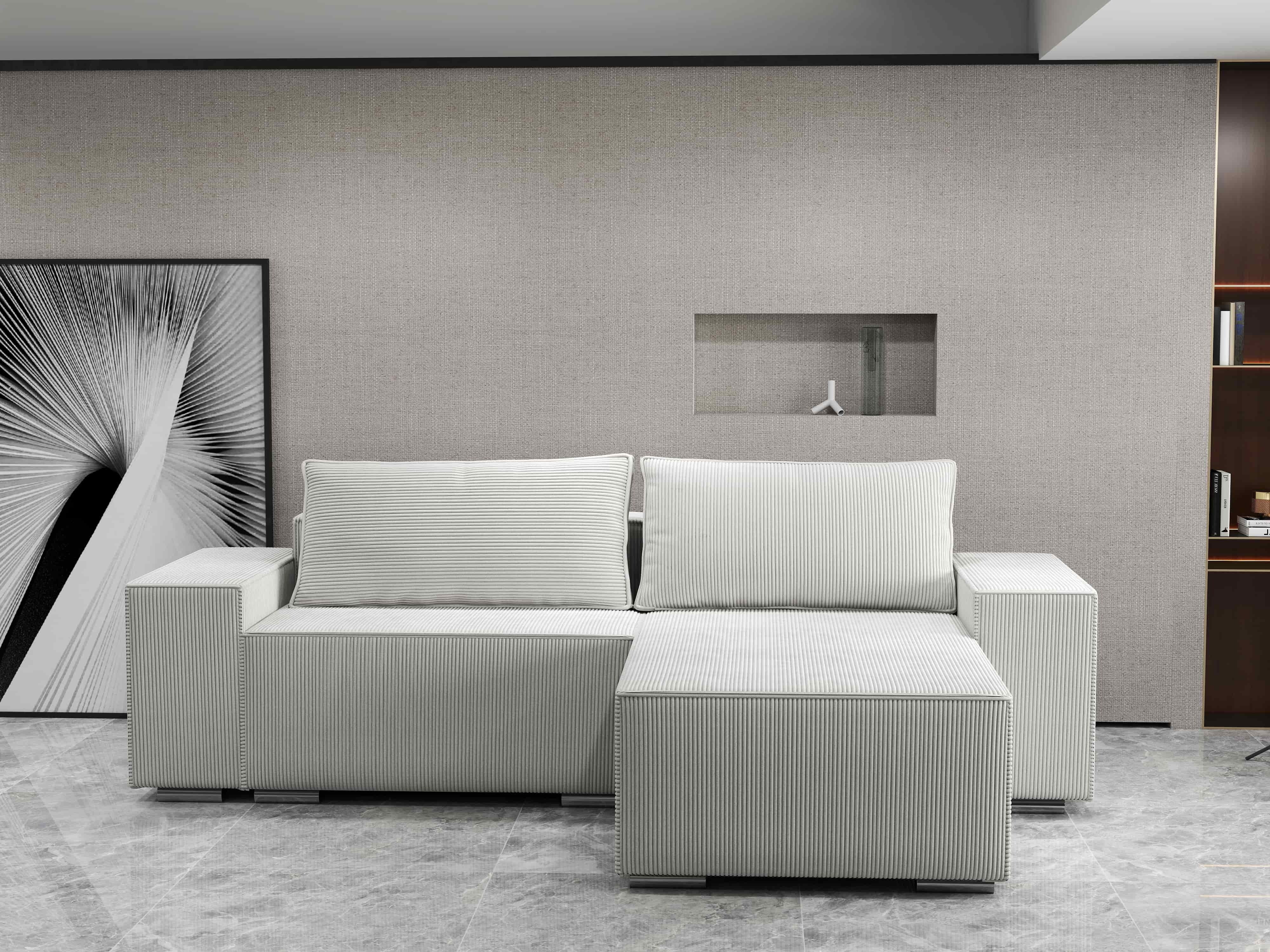 Colțar extensibil dumonde cu ladă de depozitare si sezut confortabil din spuma HR, Dream Zoom Crem 290x185 cm II Fabrica