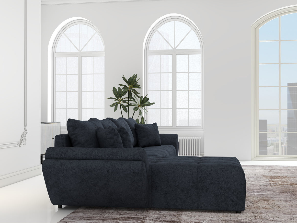 Colțar extensibil dumonde cu ladă de depozitare si sezut confortabil din spuma HR, Berlin XL Enjoy Lux Grey Antracit 350x185 cm Fabrica