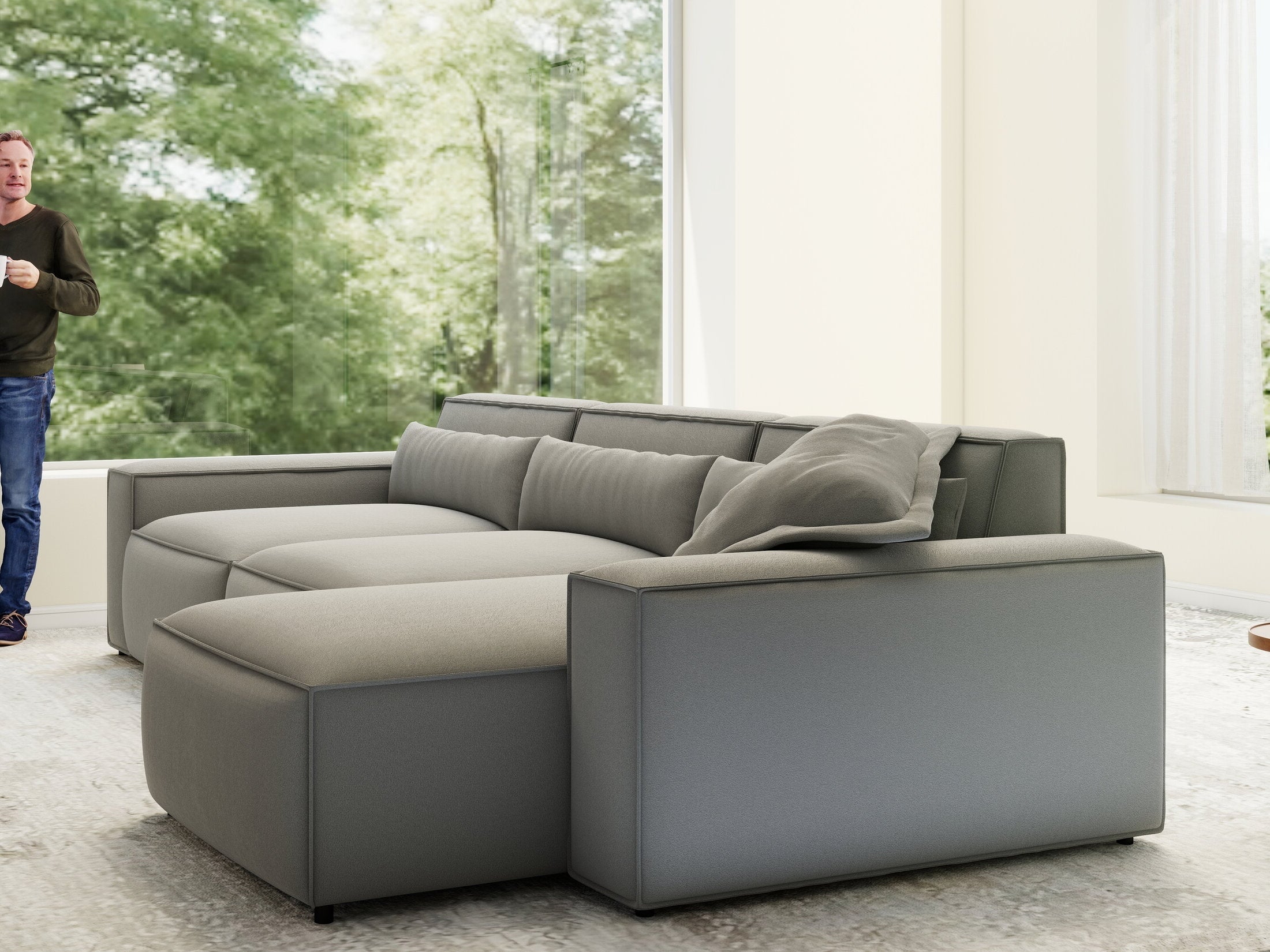 Colțar dumonde cu sezut confortabil din spuma HR, Marvelo XL Royal Gri 366x175 cm II