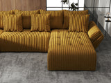 Colțar extensibil dumonde cu ladă de depozitare si sezut confortabil din spuma HR, Berlin U Mustar 380x180 cm Fabrica