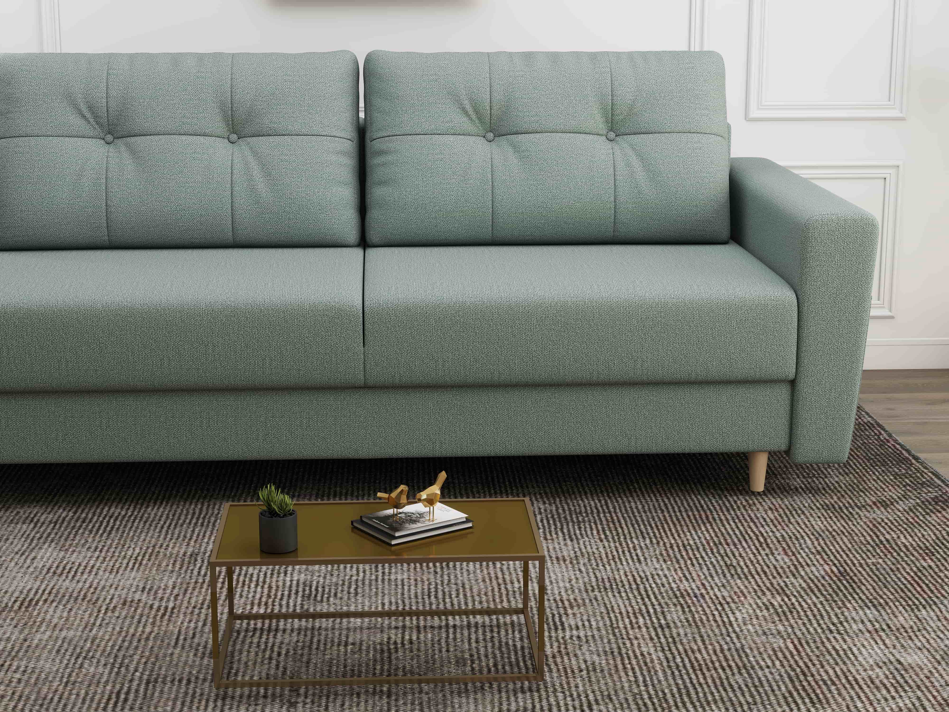 Canapea extensibilă dumonde cu ladă de depozitare si sezut confortabil din spuma HR, Summer Enjoy Verde Mint 225x100 cm