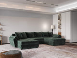 Colțar extensibil dumonde cu ladă de depozitare si sezut confortabil din spuma HR, Loana U Verde Euphoria 355x185 cm Fabrica