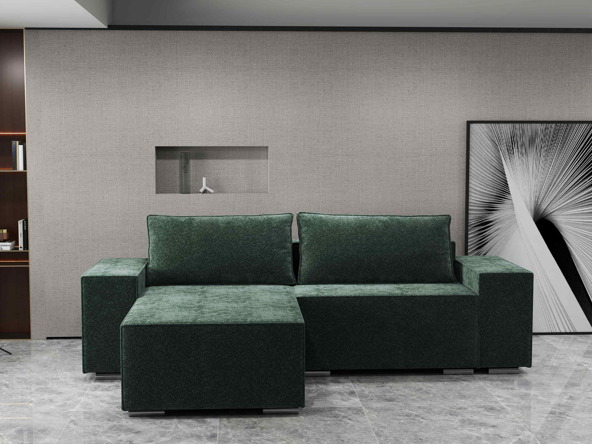 Colțar extensibil dumonde cu ladă de depozitare si sezut confortabil din spuma HR, Dream Euphoria Verde 290x185 cm Fabrica