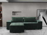 Colțar extensibil dumonde cu ladă de depozitare si sezut confortabil din spuma HR, Dream Euphoria Verde 290x185 cm Fabrica