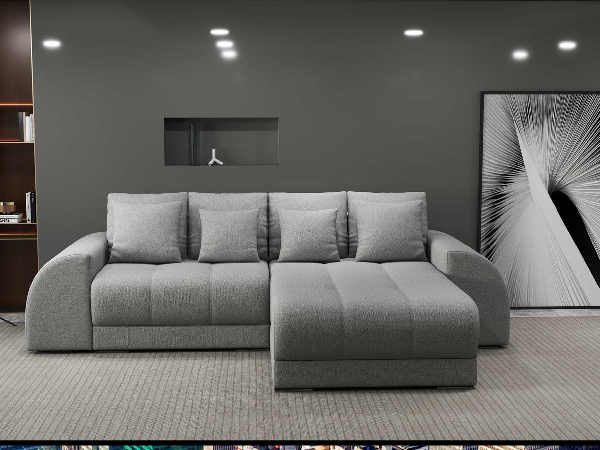 Colțar extensibil dumonde cu ladă de depozitare si sezut confortabil din spuma HR, Verona Enjoy Gri II 290x185 cm Fabrica