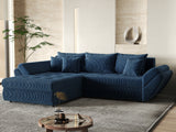 Colțar extensibil dumonde cu ladă de depozitare si sezut confortabil din spuma HR, Loana Bleumarin Zoom 270x185 cm Fabrica