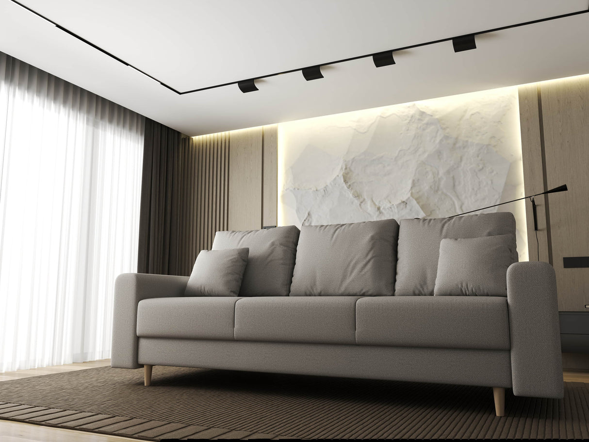 Canapea extensibilă dumonde cu ladă de depozitare si sezut confortabil din spuma HR, Kronos Enjoy Bej 210x100 cm fabrica