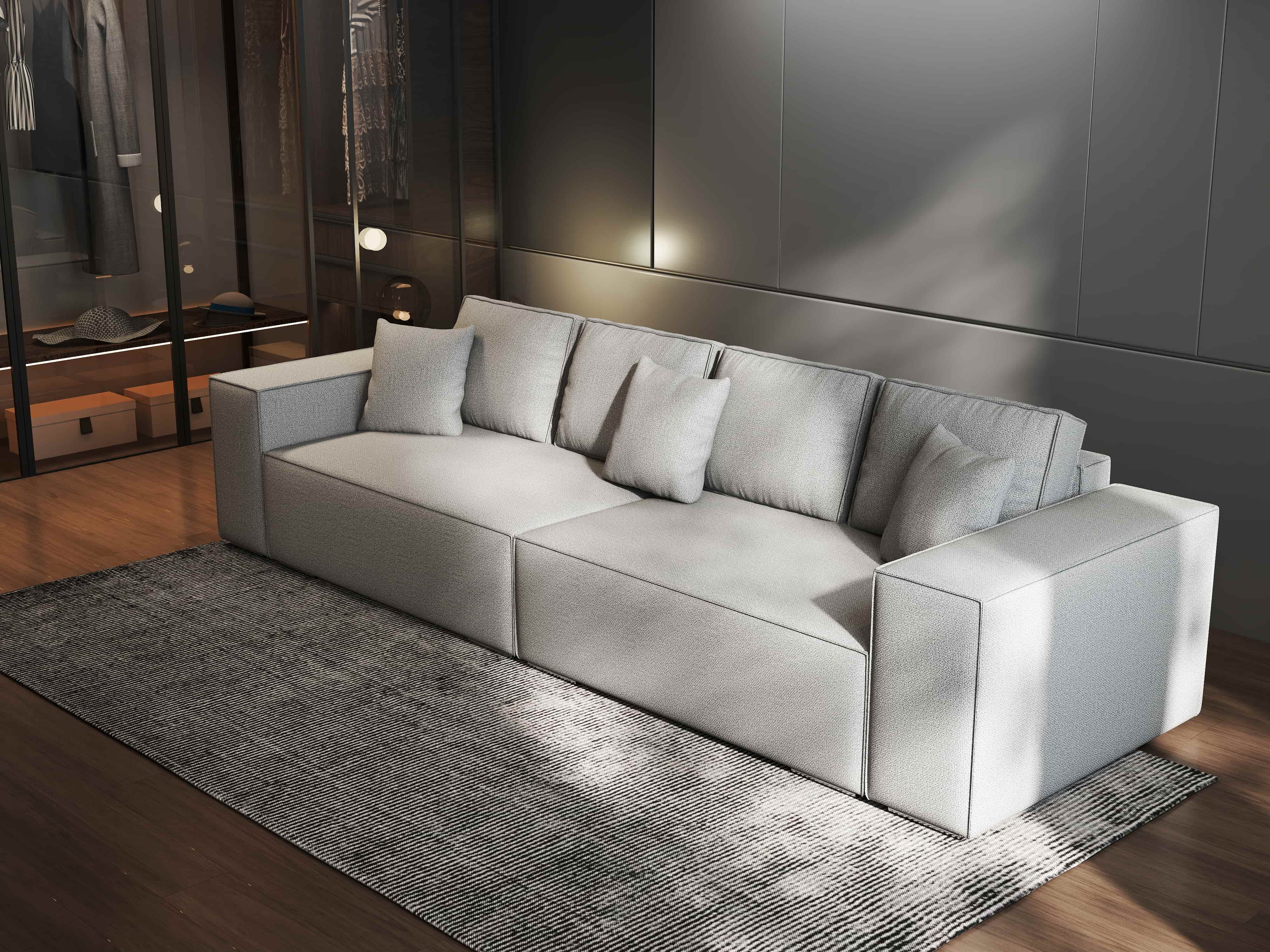 Canapea extensibilă dumonde cu ladă de depozitare si sezut confortabil din spuma HR, Dream Enjoy Gri 310x100 cm Fabrica