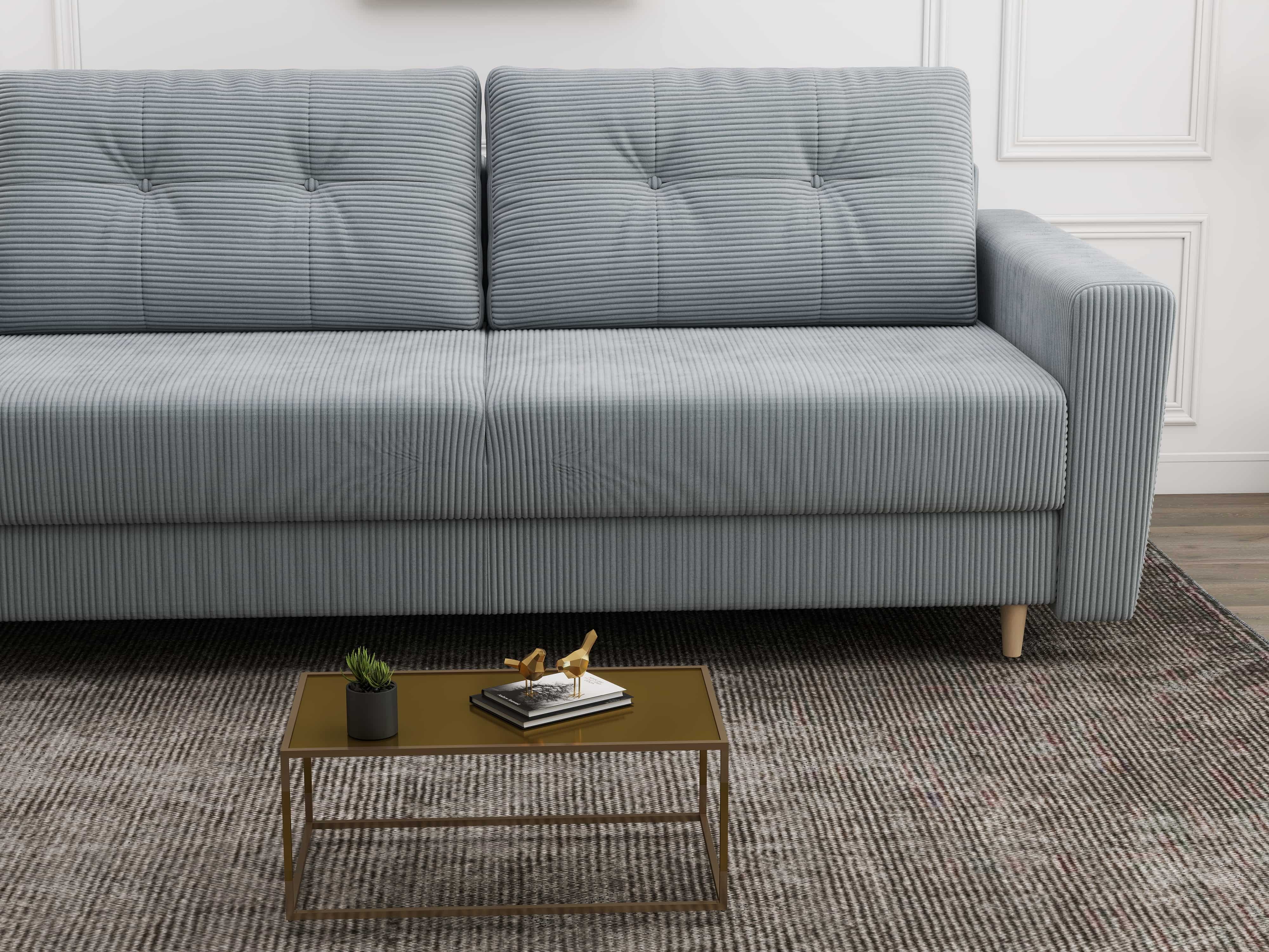 Canapea extensibilă dumonde cu ladă de depozitare si sezut confortabil din spuma HR, Summer Zoom Gri Mint 225x100 cm