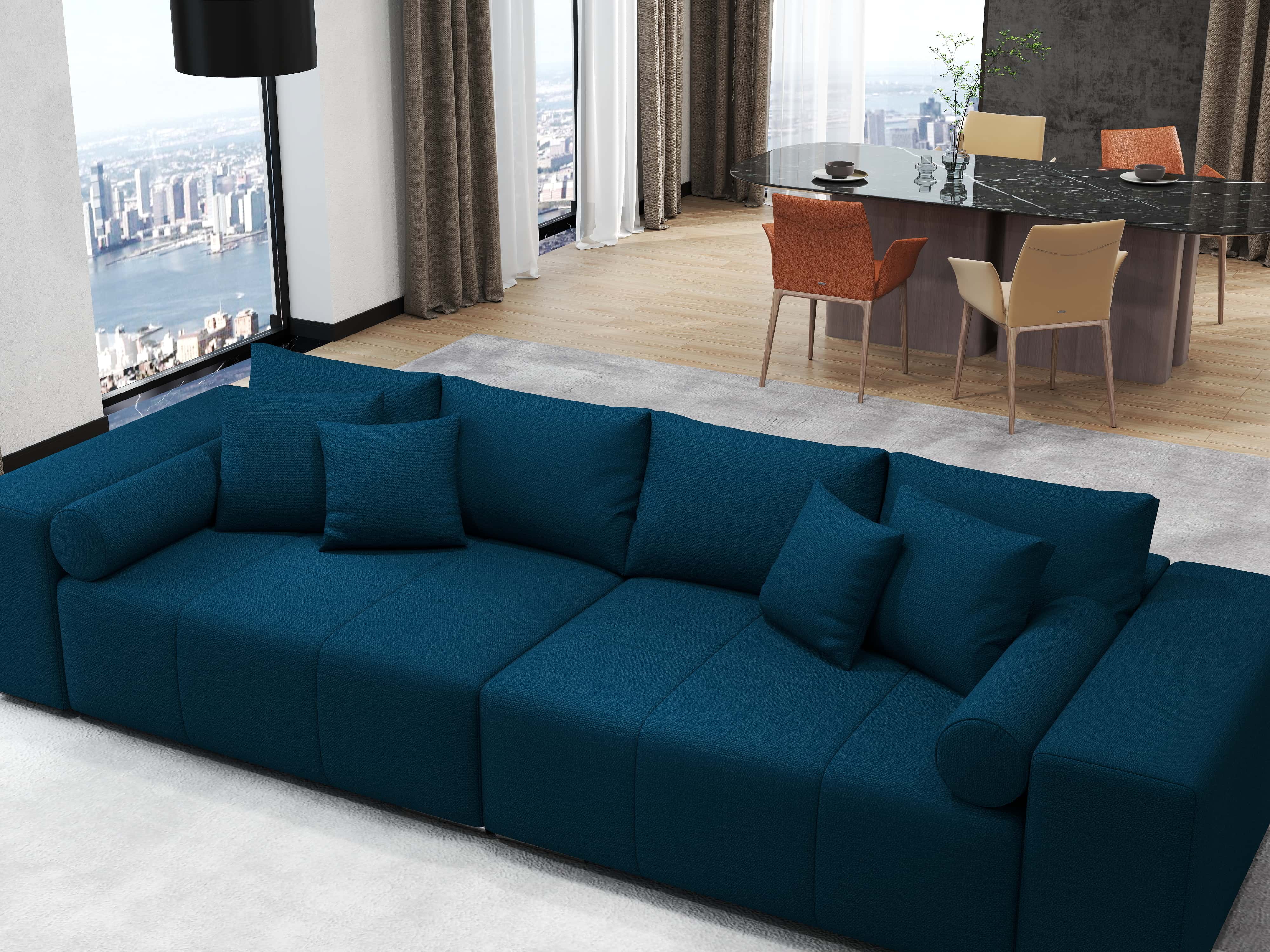 Canapea extensibilă dumonde cu ladă de depozitare si sezut confortabil din spuma HR, Marbela Verde Petrol XXL 295x100 cm Fabrica