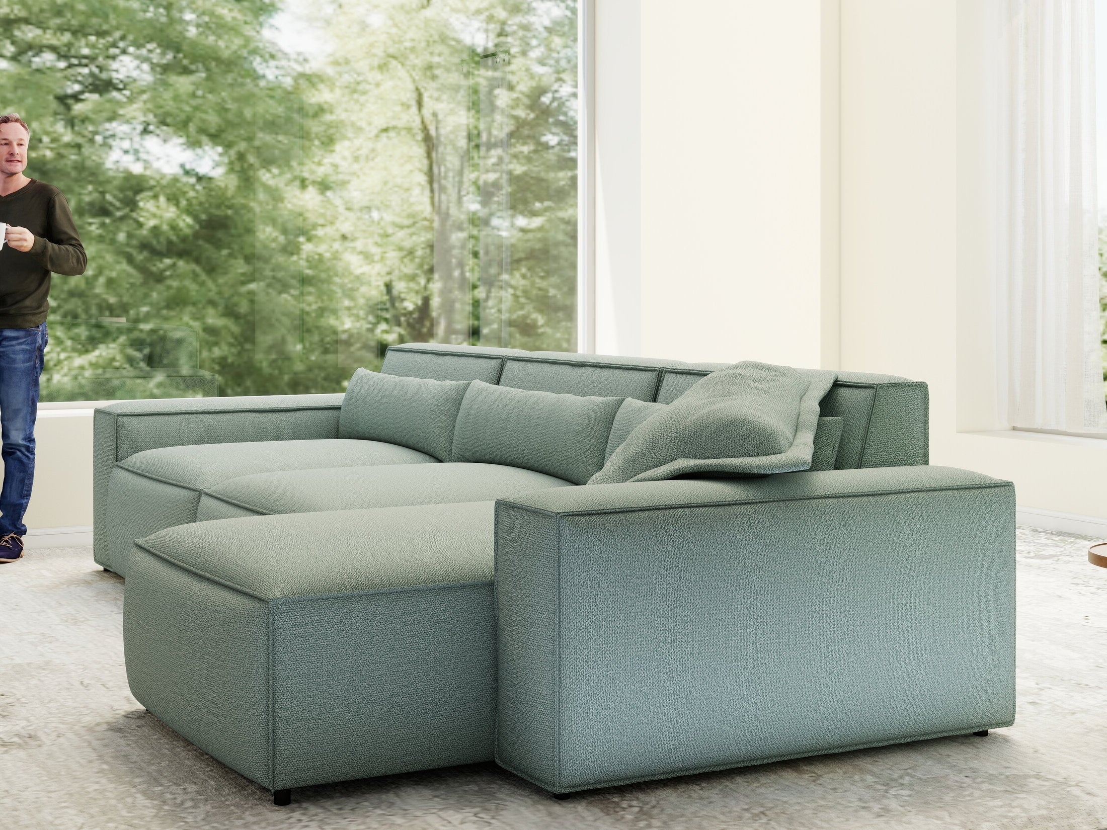 Colțar dumonde cu sezut confortabil din spuma HR, Marvelo XL Enjoy Verde Mint 366x175 cm II