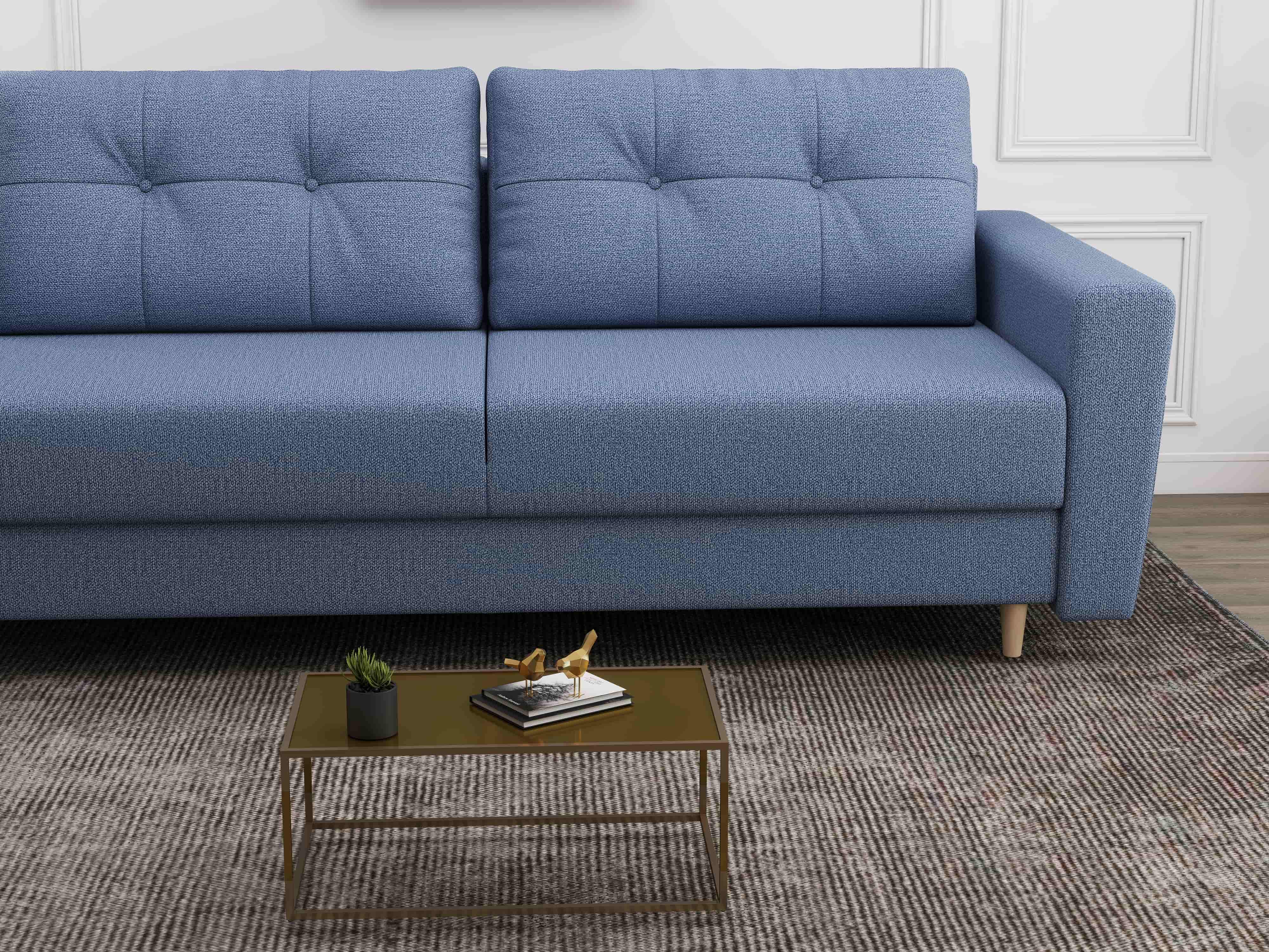 Canapea extensibilă dumonde cu ladă de depozitare si sezut confortabil din spuma HR, Summer Enjoy Albastru 225x100 cm
