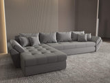 Colțar extensibil dumonde cu ladă de depozitare si sezut confortabil din spuma HR, Loana XL Royal Gri 335x185 cm Fabrica