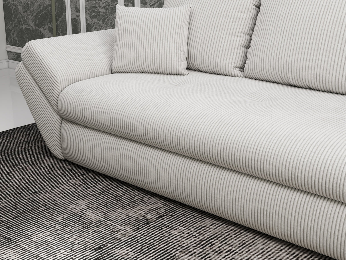 Canapea extensibilă dumonde cu ladă de depozitare si sezut confortabil din spuma HR, Loana Zoom Grey 250x100 cm Fabrica